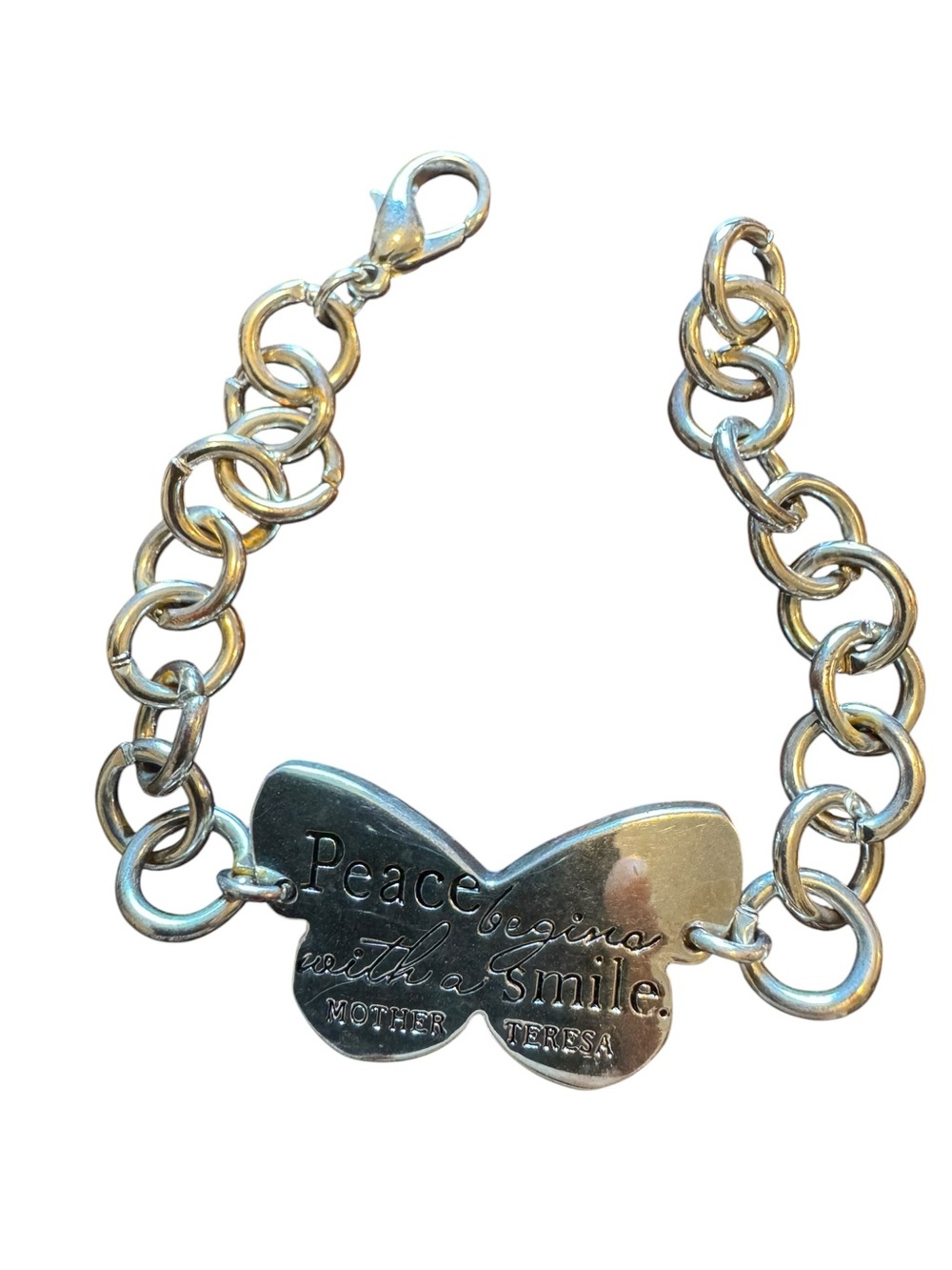Butterfly Bracelet - Mother Theresa Quote